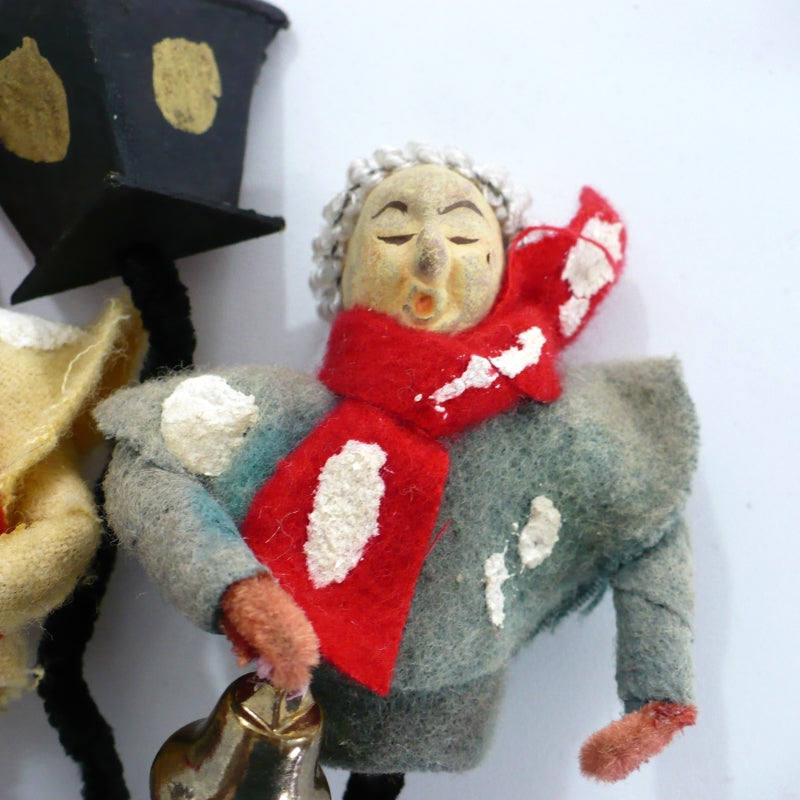 1950s Posie Christmas Caroler Ornaments Floral Picks.