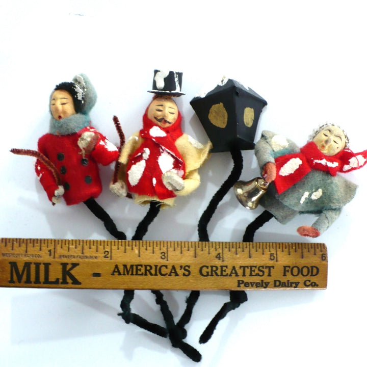 1950s Posie Christmas Caroler Ornaments Floral Picks.