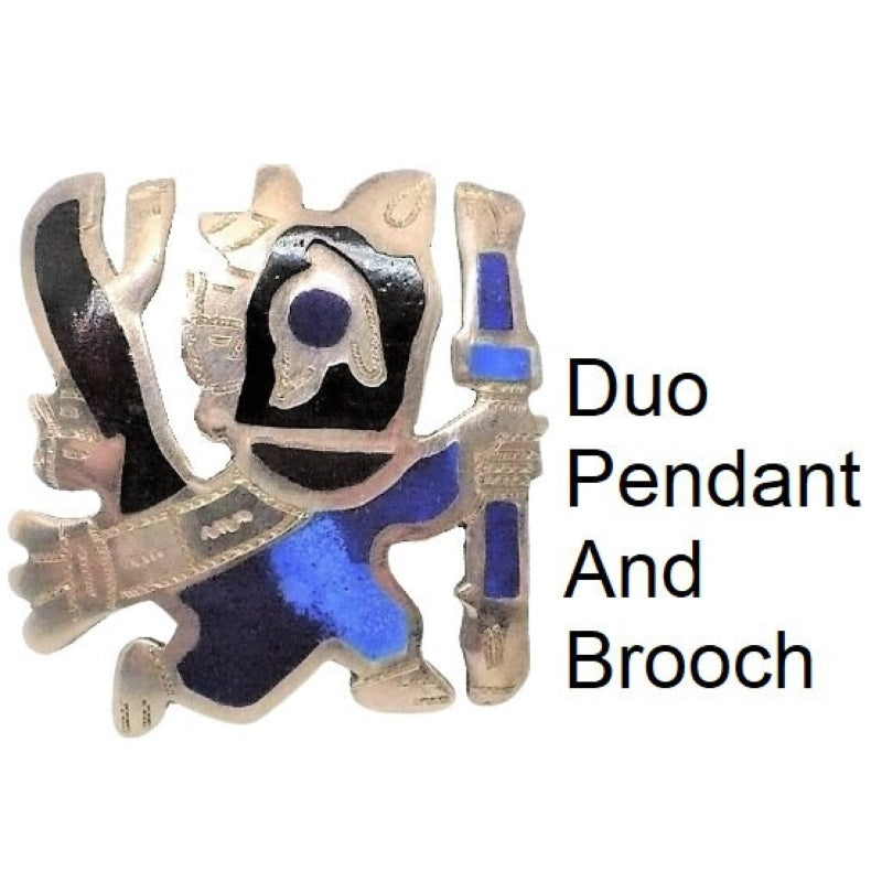 Vintage Enamel 925 Condor Peru Transformable Pendant Brooch attr. Laffi.