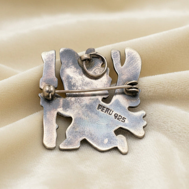 Vintage Enamel 925 Condor Peru Transformable Pendant Brooch attr. Laffi.