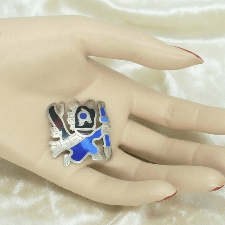 Vintage Enamel 925 Condor Peru Transformable Pendant Brooch by Laffi.