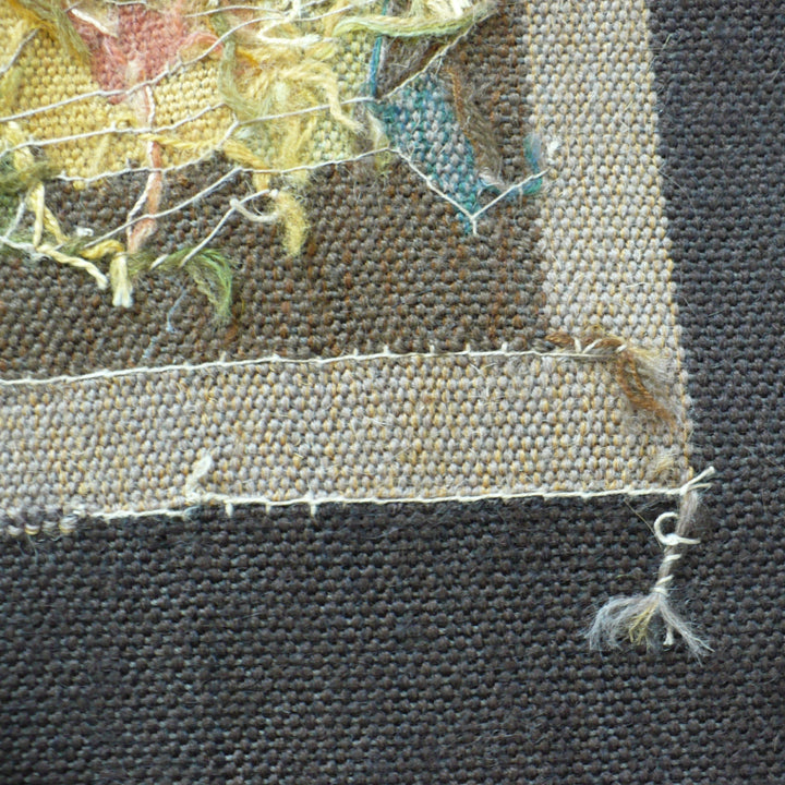 1800s Aubusson Textile, Hand-Woven Wool Panel, close up of reverse B.