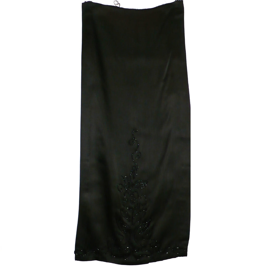 1920s Vintage Black Beaded Silk Dress Panel Sewing Textiles Cutter.