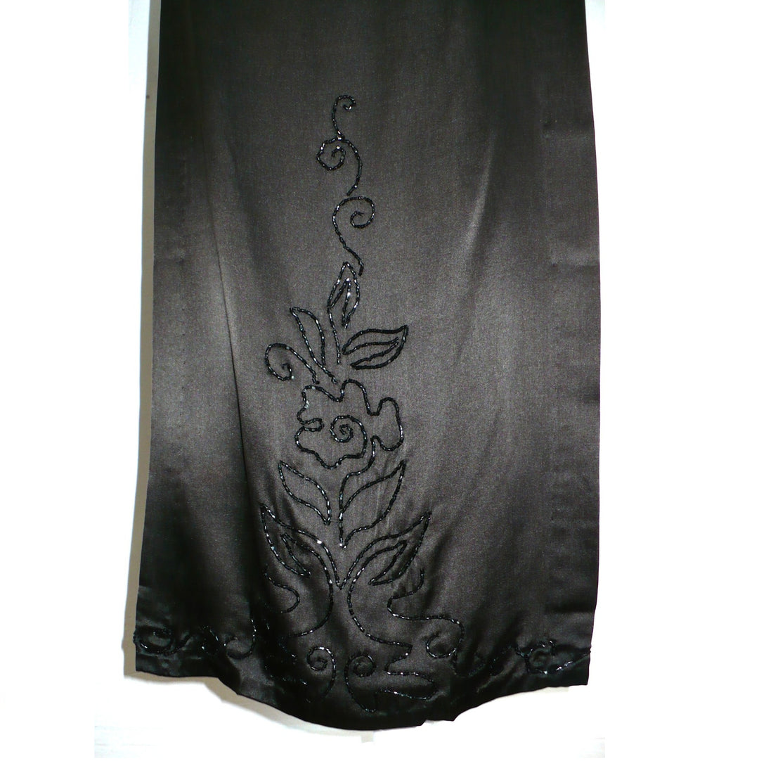 1920s Vintage Black Beaded Silk Dress Panel Sewing Textiles Cutter.