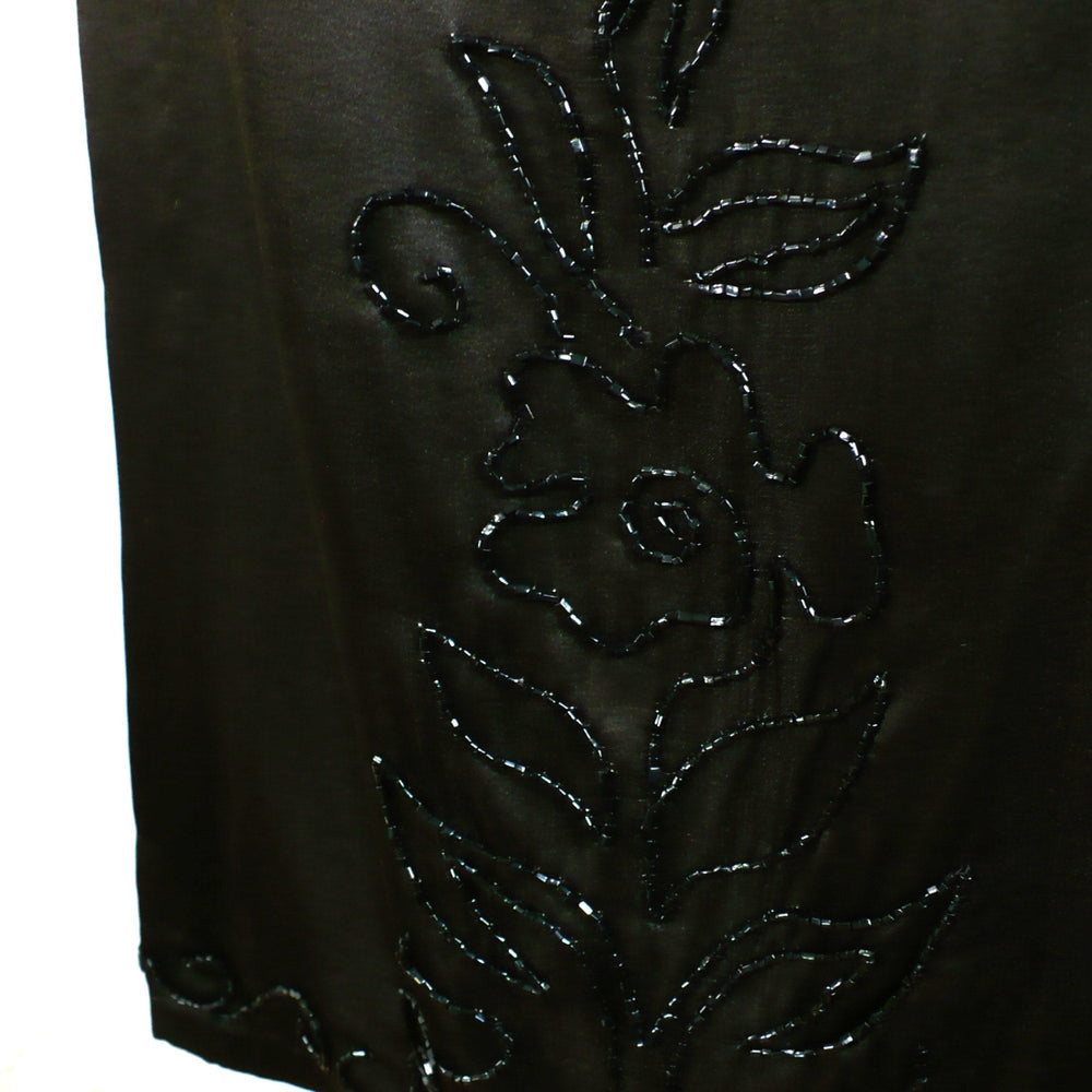 1920s Vintage Black Beaded Silk Dress Panel Sewing Textiles Cutter.