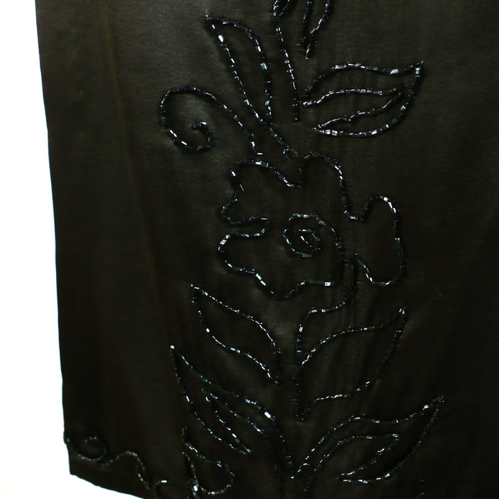 1920s Vintage Black Beaded Silk Dress Panel Sewing Textiles Cutter.