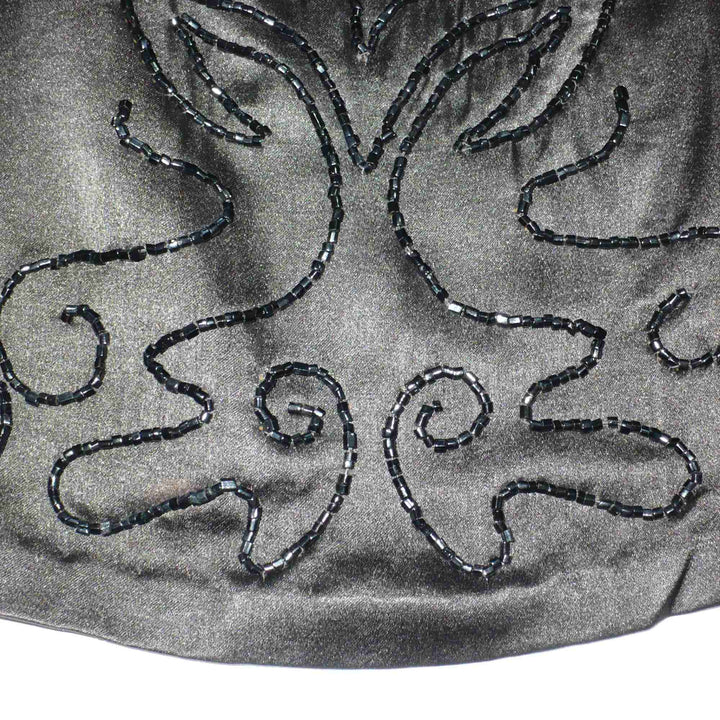 1920s Vintage Black Beaded Silk Dress Panel Sewing Textiles Cutter.