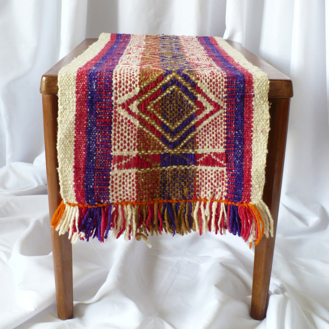 1960s Handwoven Table Runner (38-inches) - Argentina on a table.