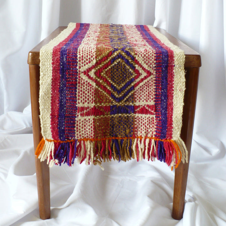 1960s Handwoven Table Runner (38-inches) - Argentina on a table.