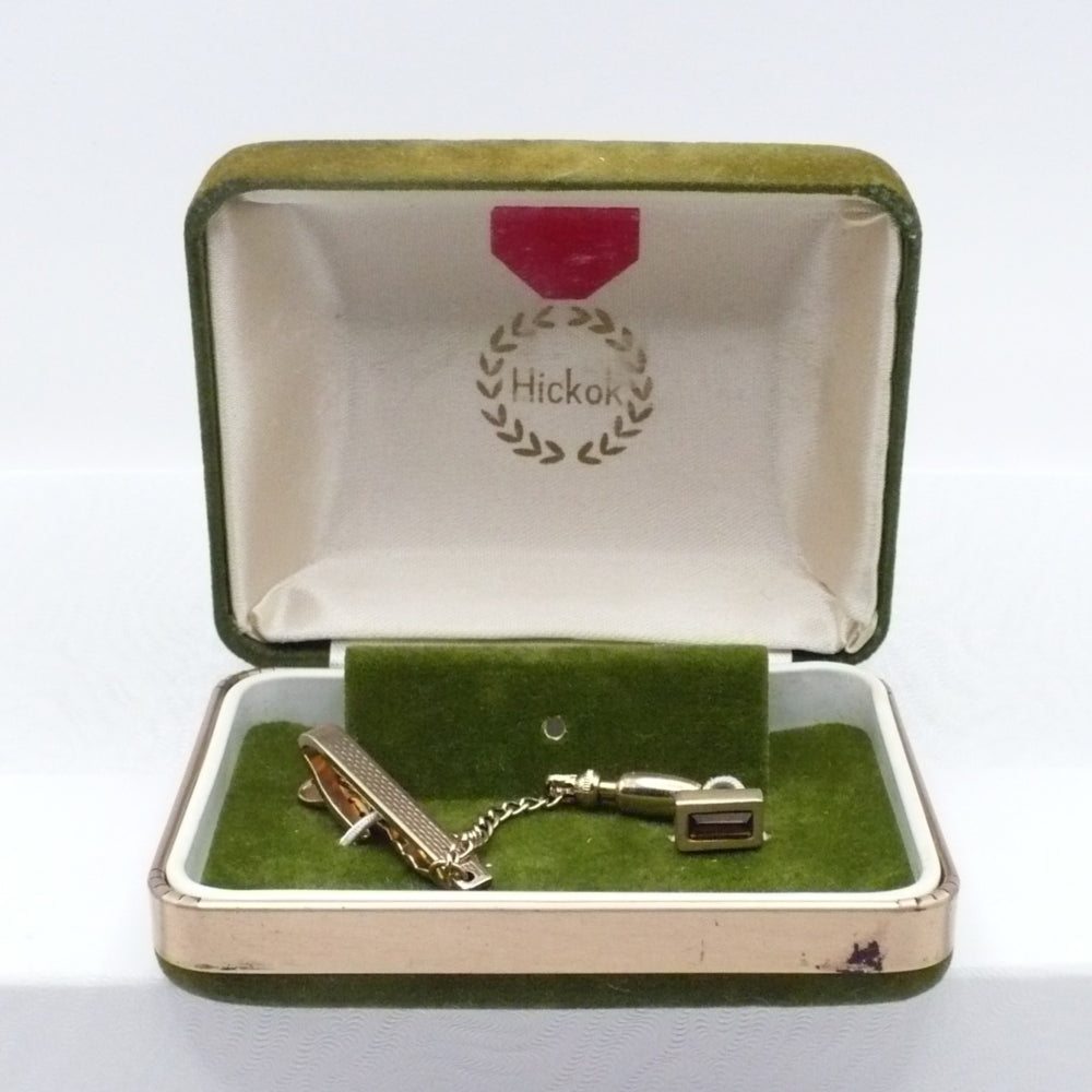 Chain of Command Shorty Tie Clip with Chain & Jeweled Tack.