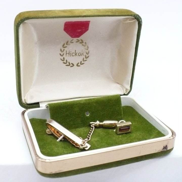 Chain of Command Shorty Tie Clip with Chain & Jeweled Tack.