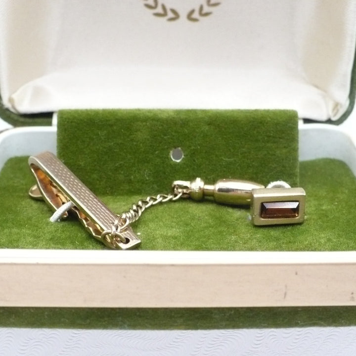 Chain of Command Shorty Tie Clip with Chain & Jeweled Tack.