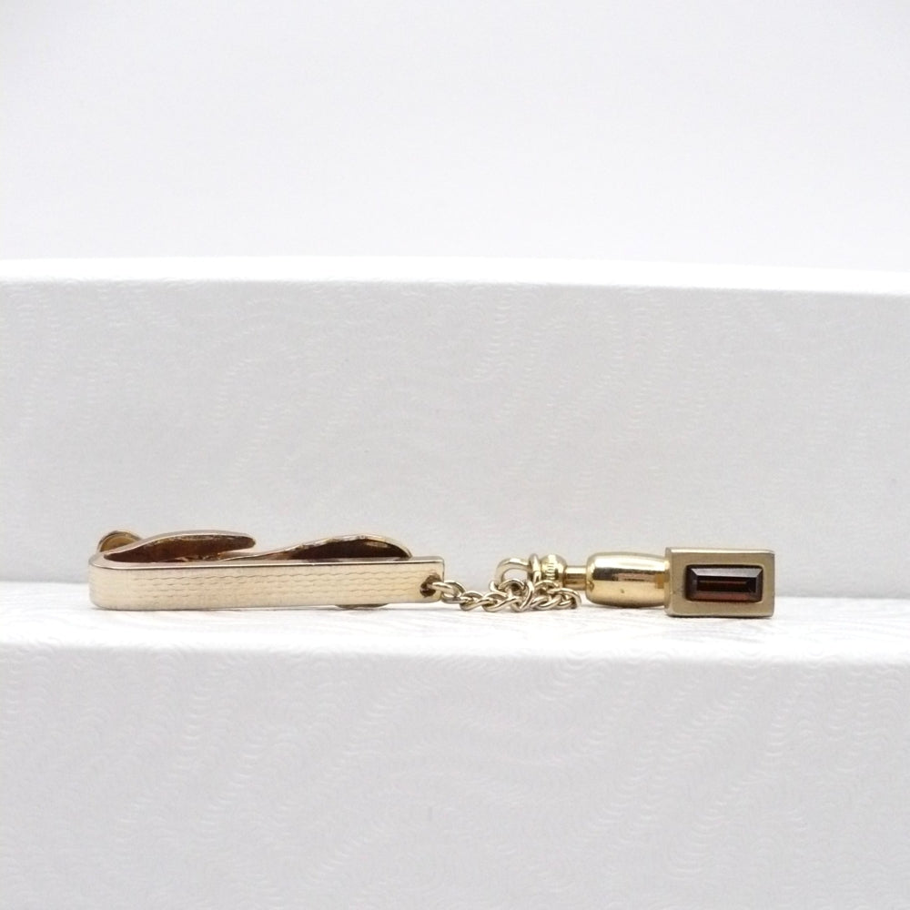 Chain of Command Shorty Tie Clip with Chain & Jeweled Tack.
