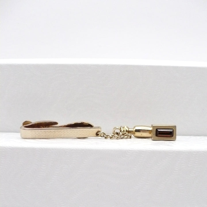 Chain of Command Shorty Tie Clip with Chain & Jeweled Tack.