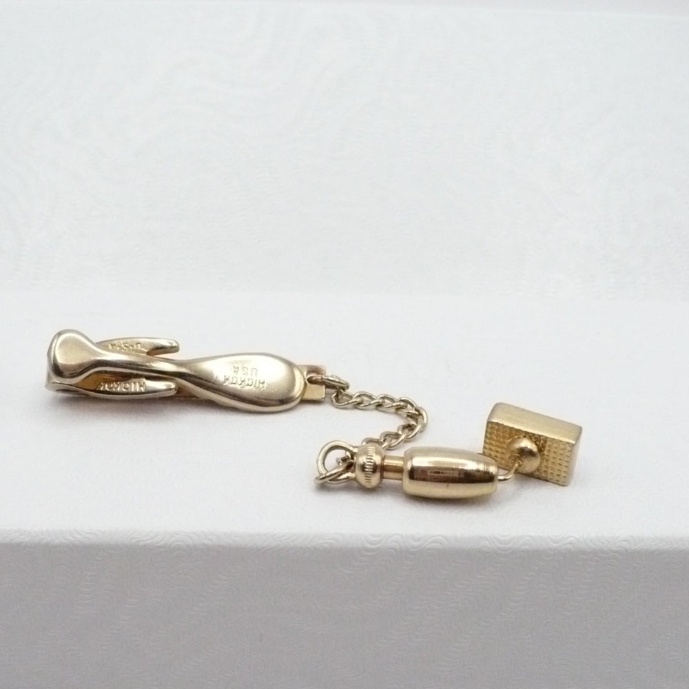 Chain of Command Shorty Tie Clip with Chain & Jeweled Tack.