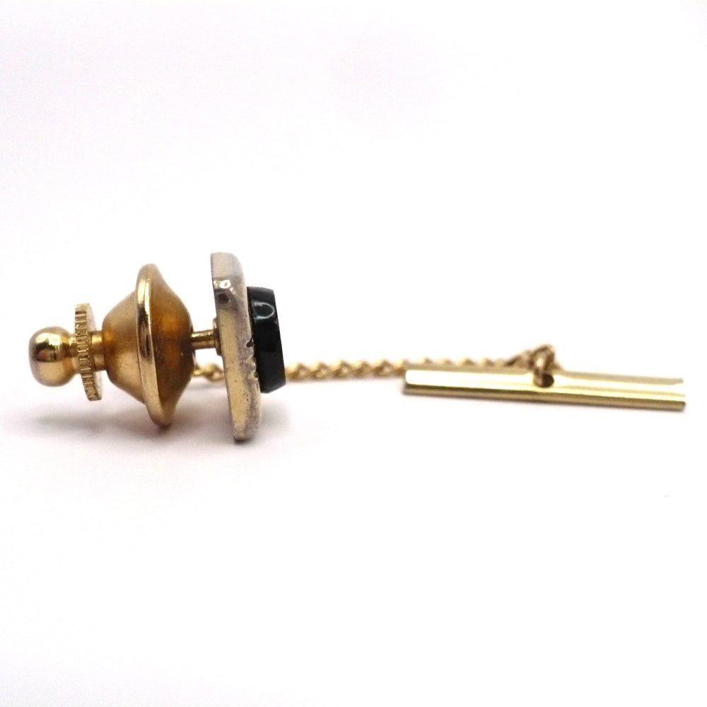 Vintage mourning  tie tack with chain and bar.