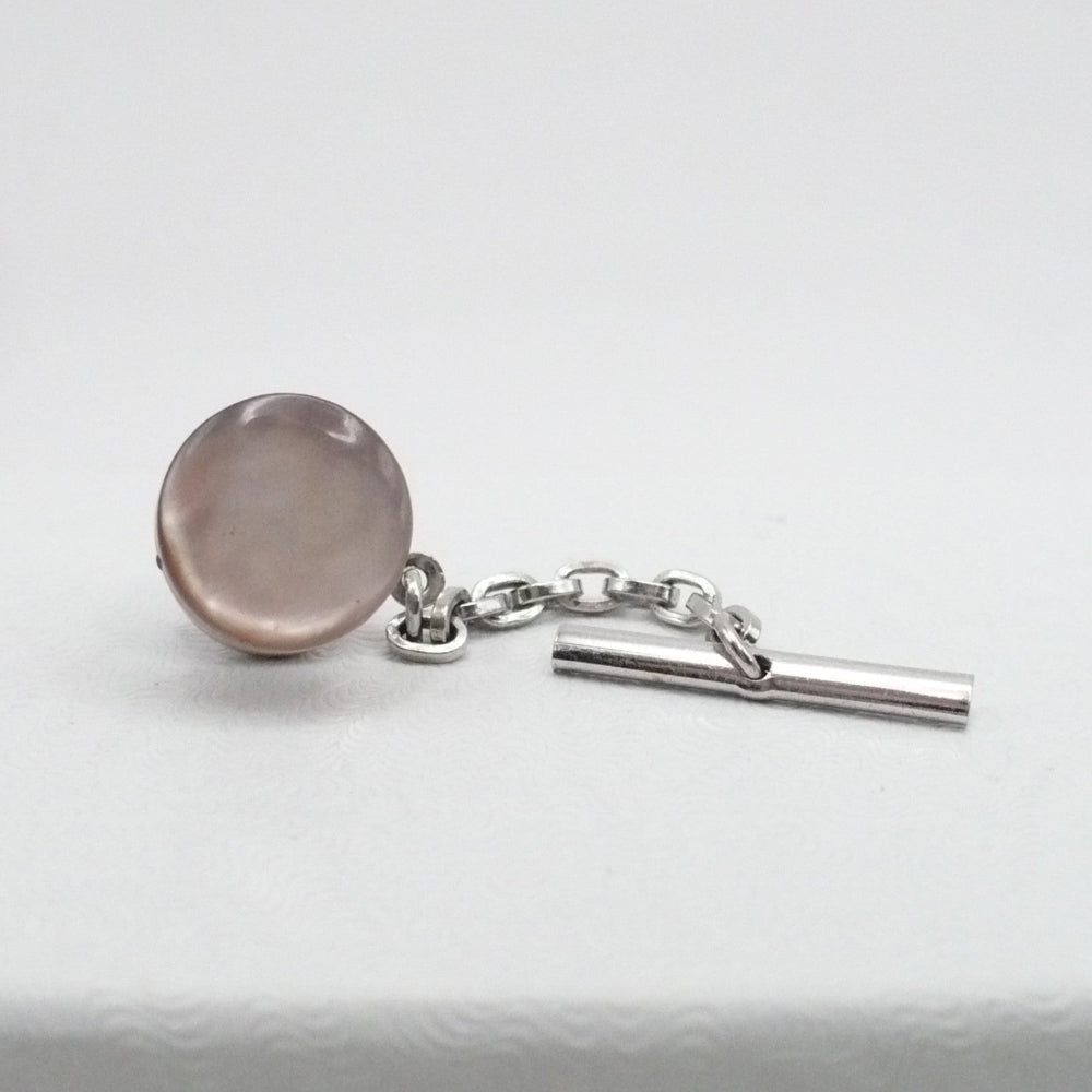 Pink Mother of Pearl Chain & Bar Tie Tack Vintage Men's Jewelry.