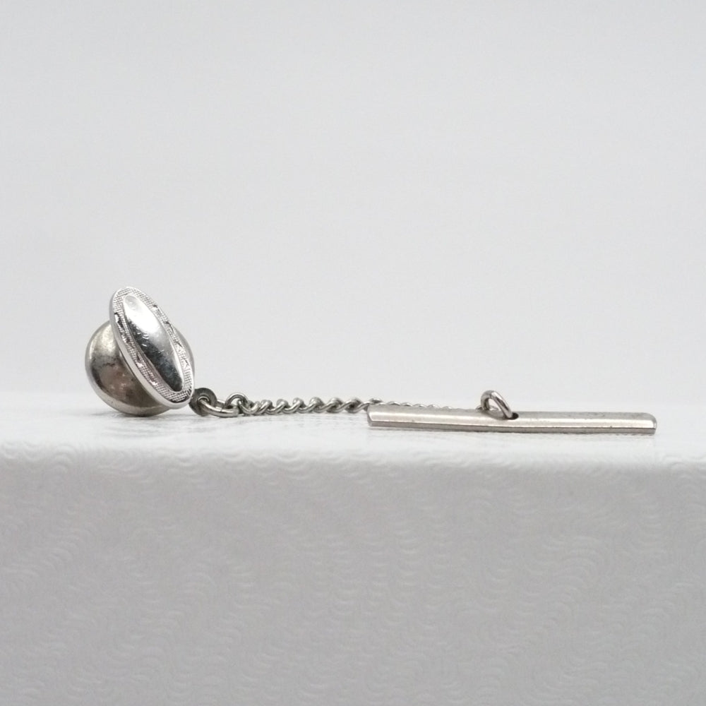 Silver Dominion Chain & Bar Tie Tack Vintage Men's Jewelry.