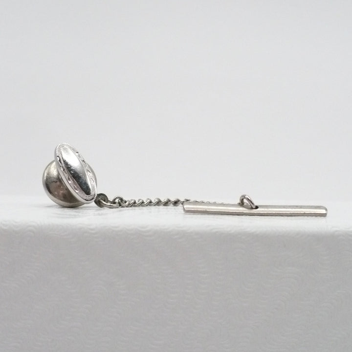 Silver Dominion Chain & Bar Tie Tack Vintage Men's Jewelry.