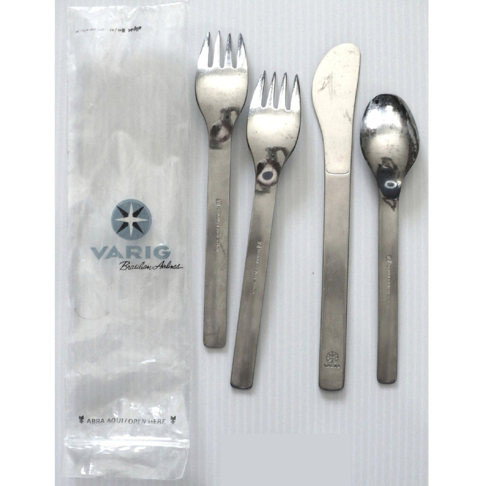 Vintage Varig Airlines Cutlery, Rio Grandean, Brazil. Back view.