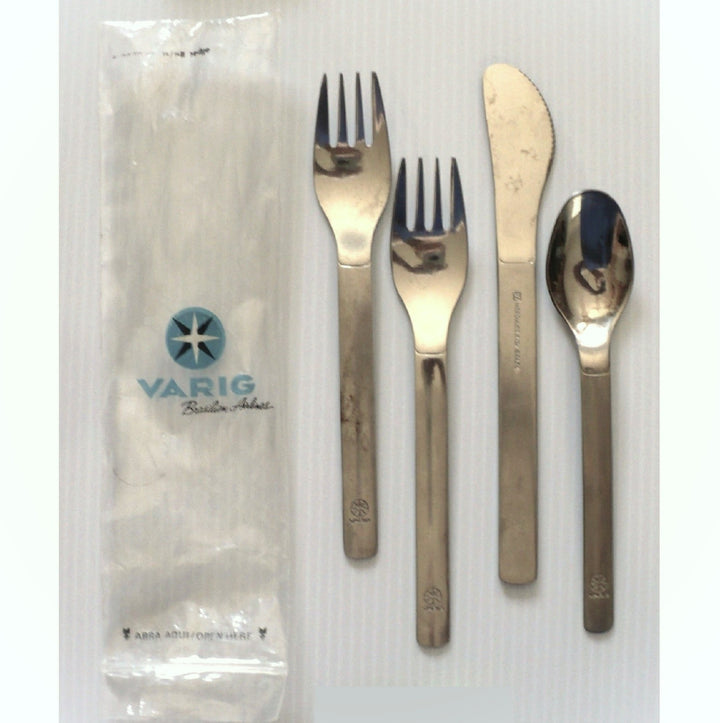 Varig Airlines Cutlery, Rio Grandean, Brazil, 1961-1996, utensil kit.
