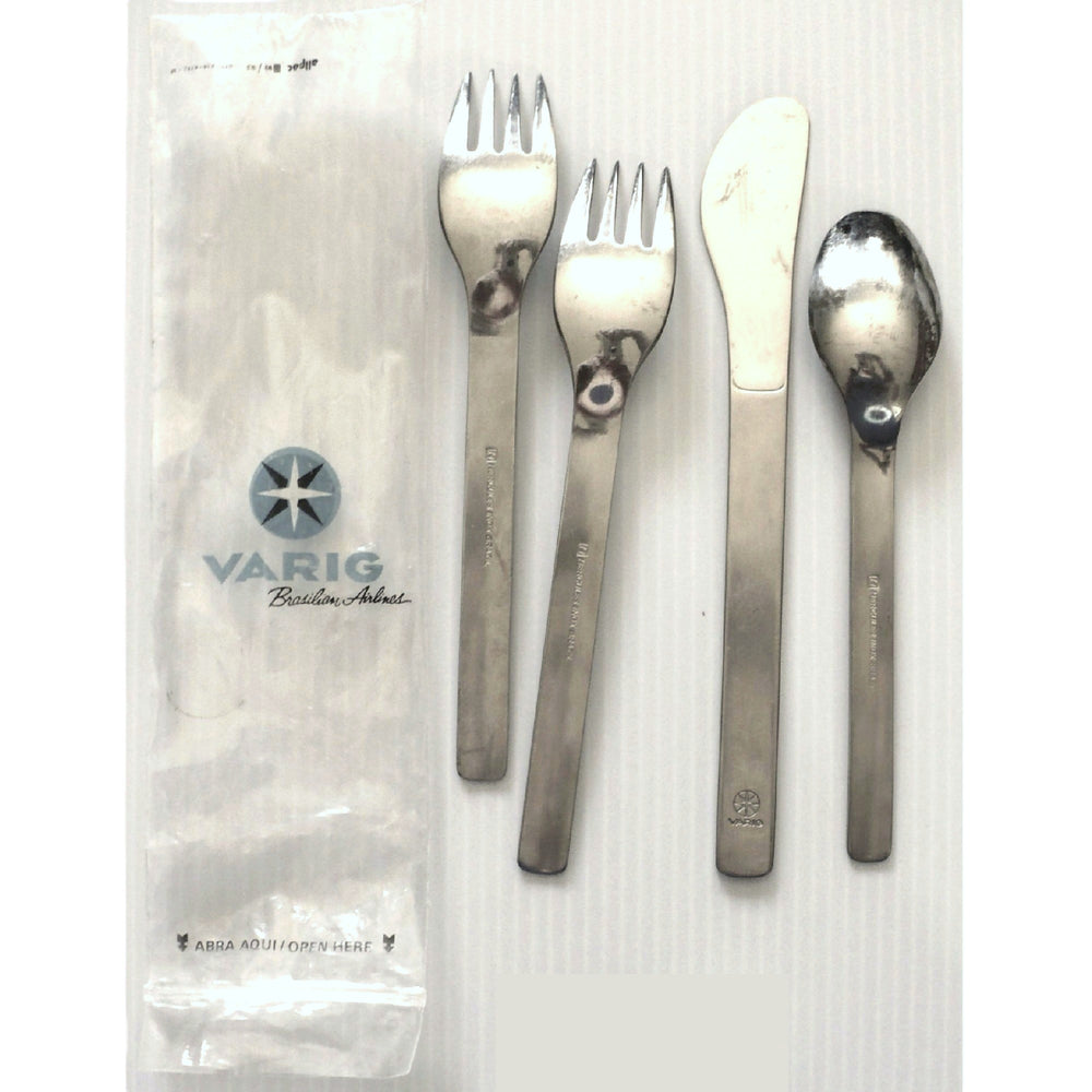 Varig Airlines Cutlery, Rio Grandean, Brazil, 1961-1996, utensil kit.