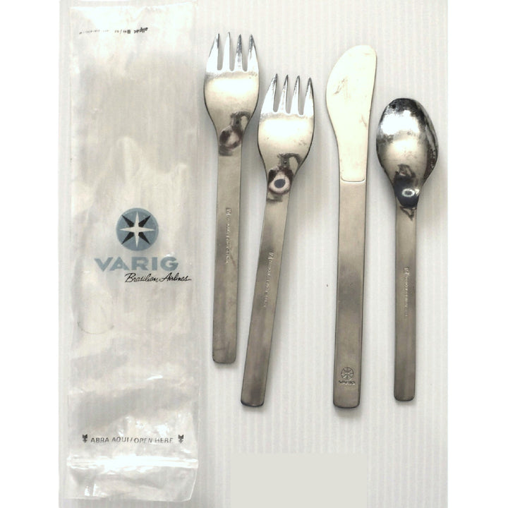 Varig Airlines Cutlery, Rio Grandean, Brazil, 1961-1996, utensil kit.
