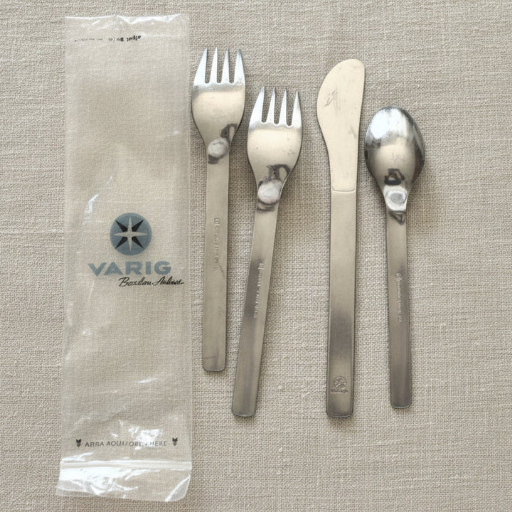Varig Airlines Cutlery, Rio Grandean, Brazil, 1961-1996, utensil kit.
