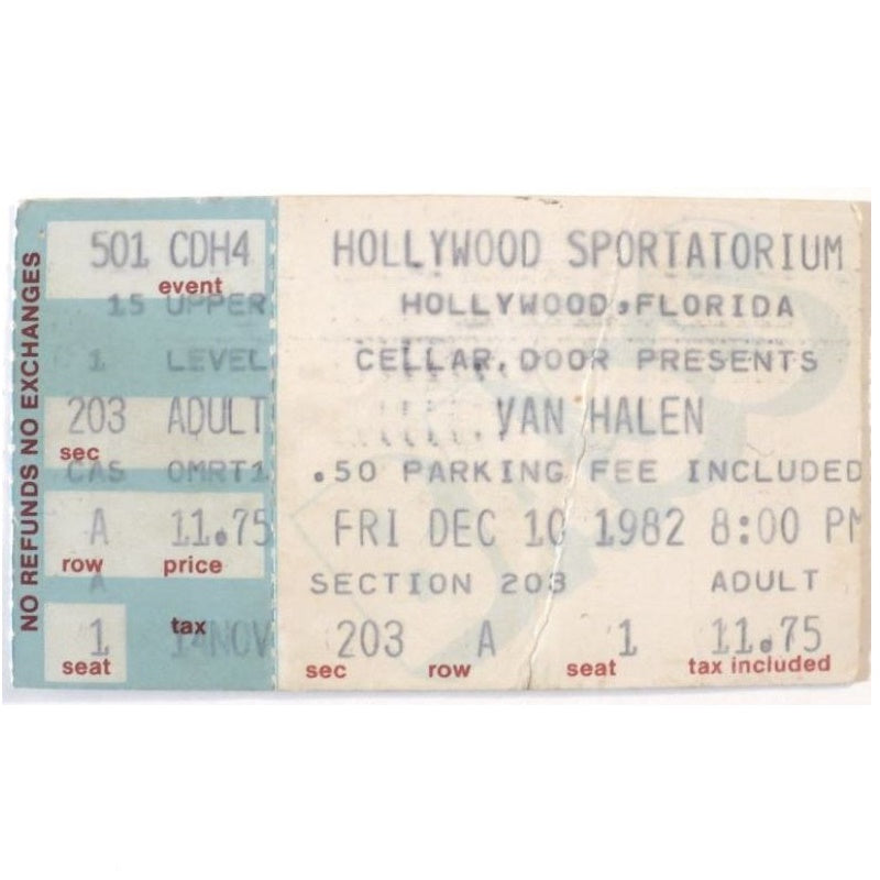 Van Halen 1982 Ticket Stub