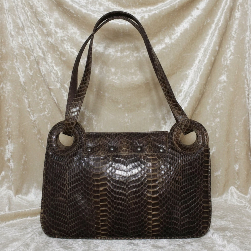 1970s Vintage  Luxury leather and Snakeskin Python Purse Handbag.