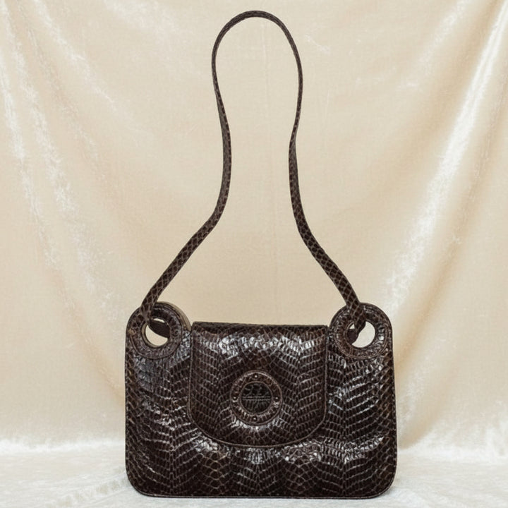 1970s Vintage  Luxury leather and Snakeskin Python Purse Handbag.