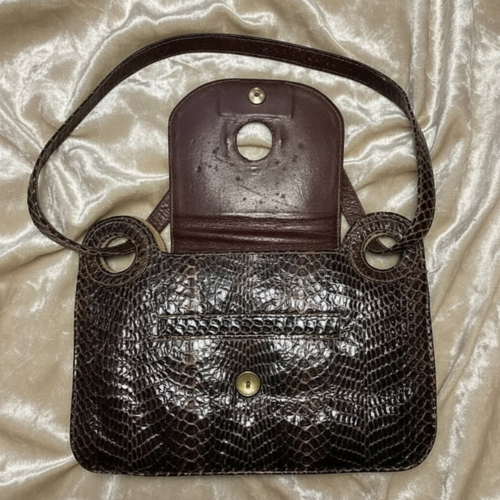 1970s Vintage  Luxury leather and Snakeskin Python Purse Handbag.
