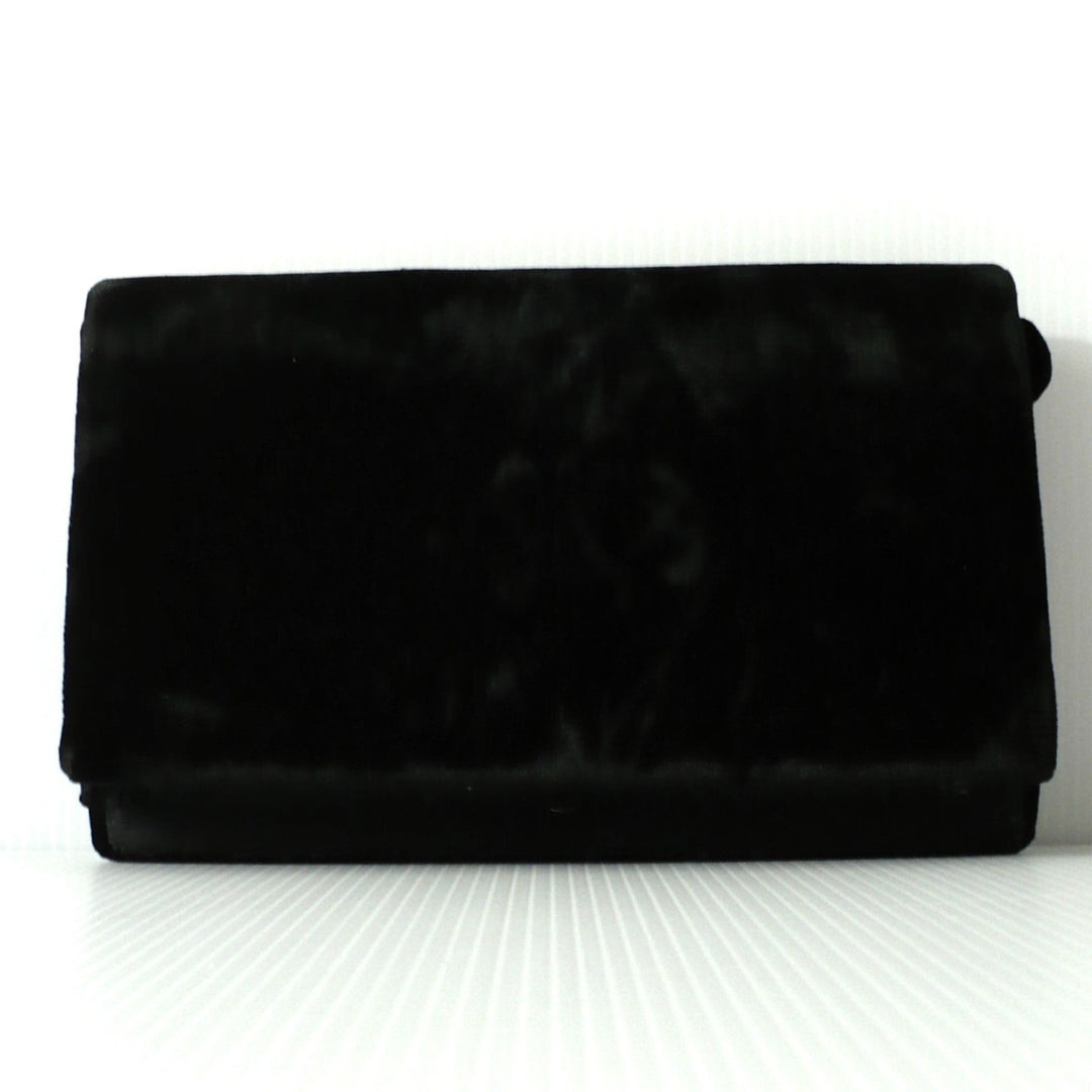 1950s Vintage Black Velvet Anglo-Indian Genuine Gemstone Handbag.