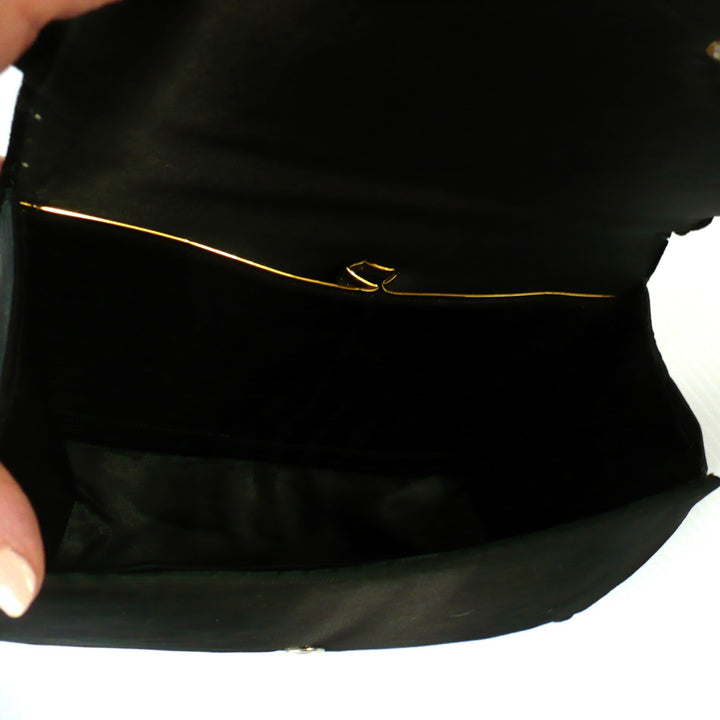 1950s Vintage Black Velvet Anglo-Indian Genuine Gemstone Handbag.
