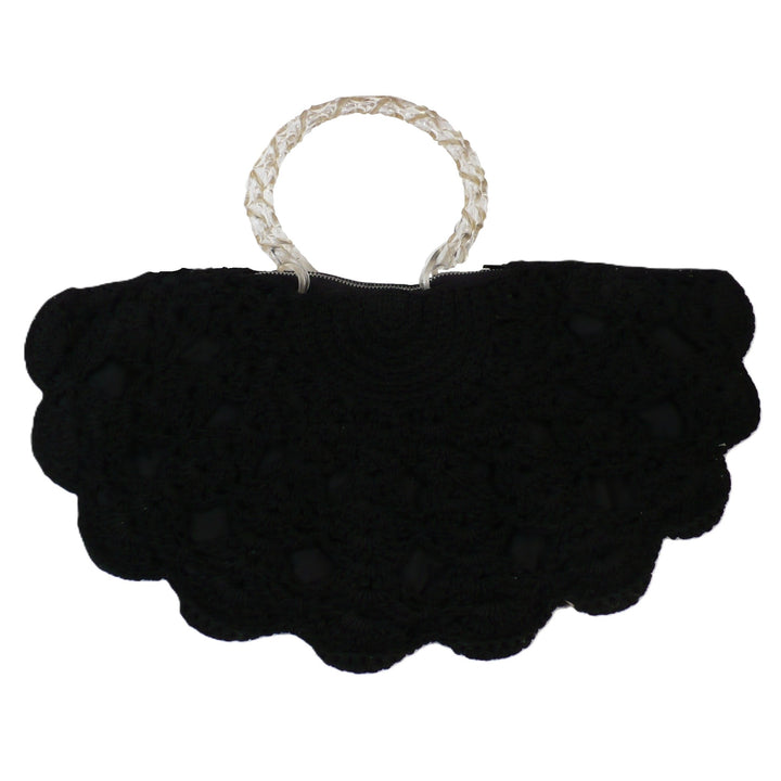 1940s vintage soutache fan handbag purse with bracelet handle.