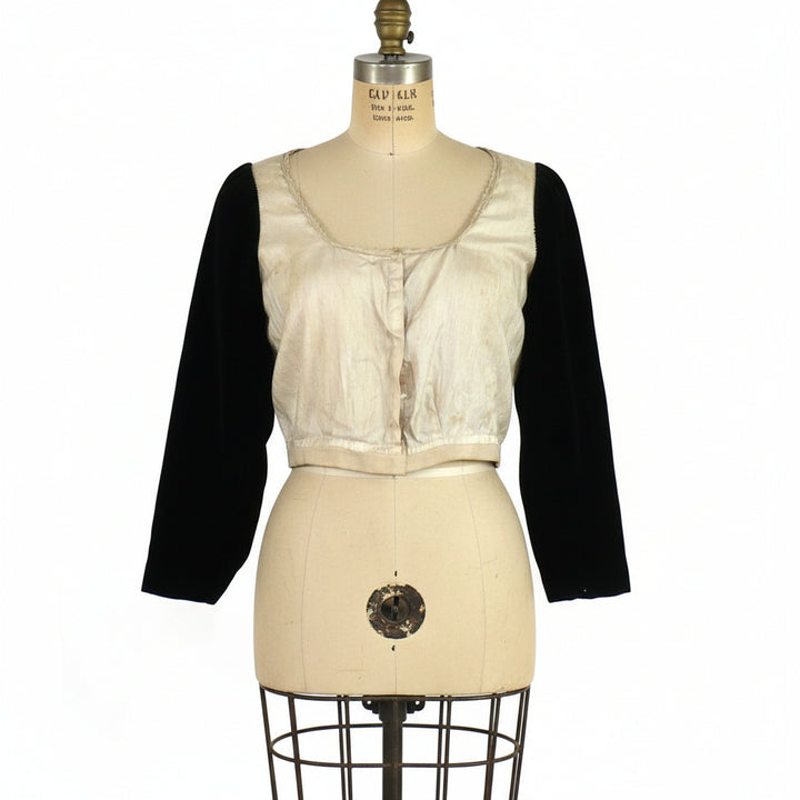 1890s Aesthetic Reform Dress Foundation Bodice Blouse on dress form with plain background.