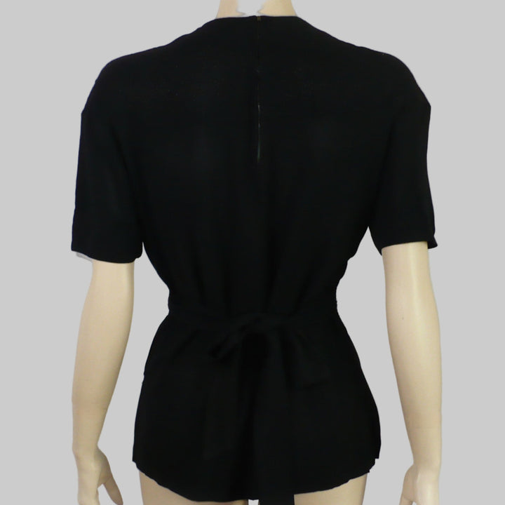 1930s Vintage Old Hollywood Black Gelatin Sequined Eveningwear Top back view on mannequin.