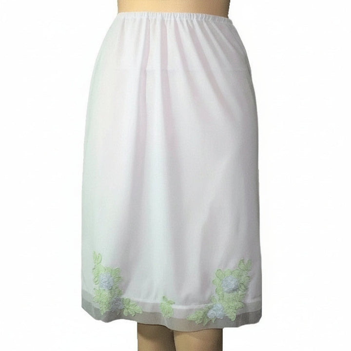 60s Vintage Applique Nylon Half Slip by Van Raalte Made in USA, XS.