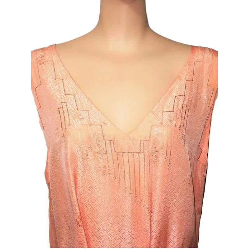 1918 Downton Abbey Style Grecian Goddess Silk Jacquard Nightgown XL.