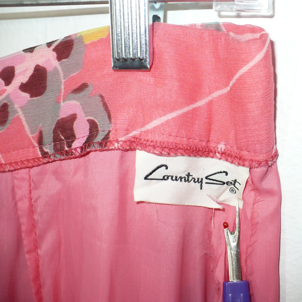 Vintage chiffon floral palazzo pants Country Set Label.