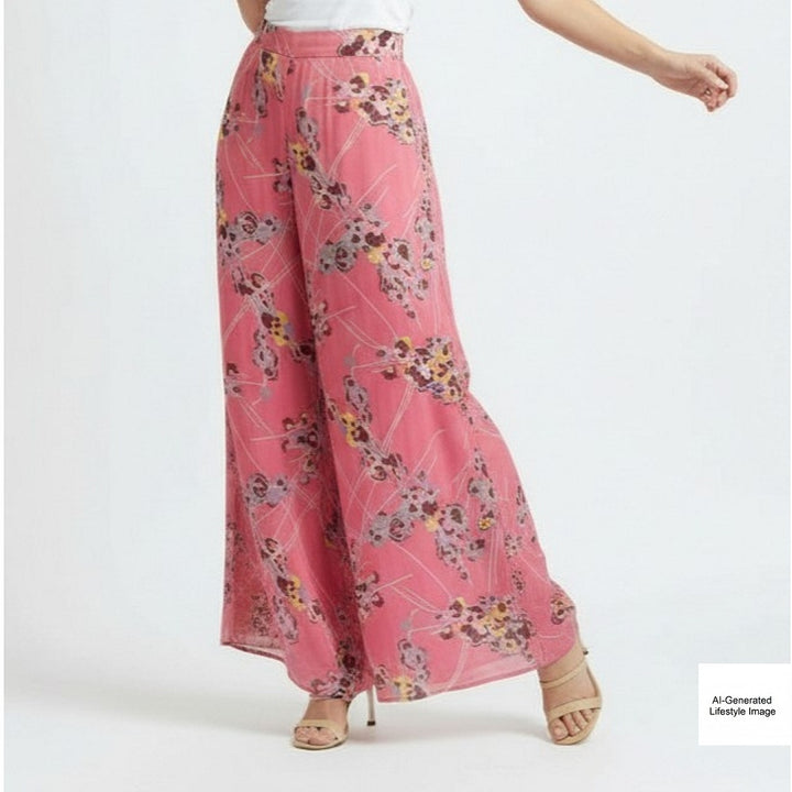 1970s Vintage Floral Chiffon Palazzo Pants, Medium