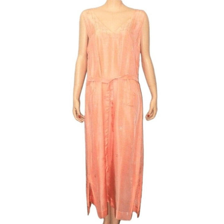 1918 Downton Abbey Style Grecian Goddess Silk Jacquard Nightgown XL.