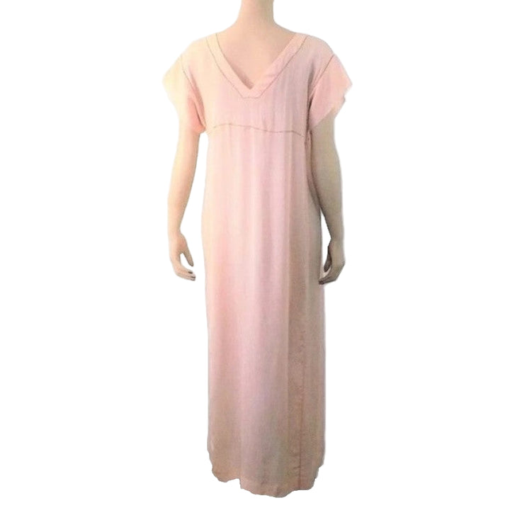 1910 Edwardian Peach Silk Nightgown, Vintage Downton Abby Era, back view.