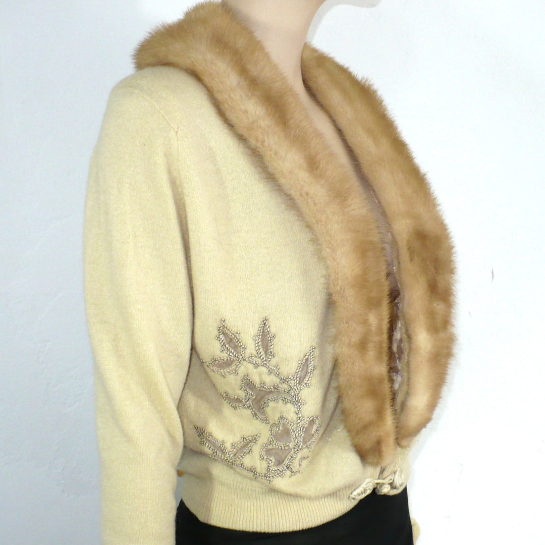 1950 Mink & Cashmere Cardigan Medium