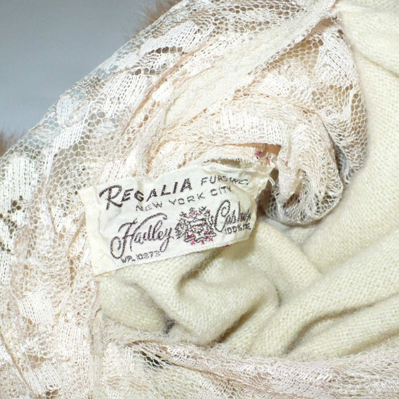 1950s Vintage Mink & Cashmere Cardigan Sweater Label: Regalia Furs.