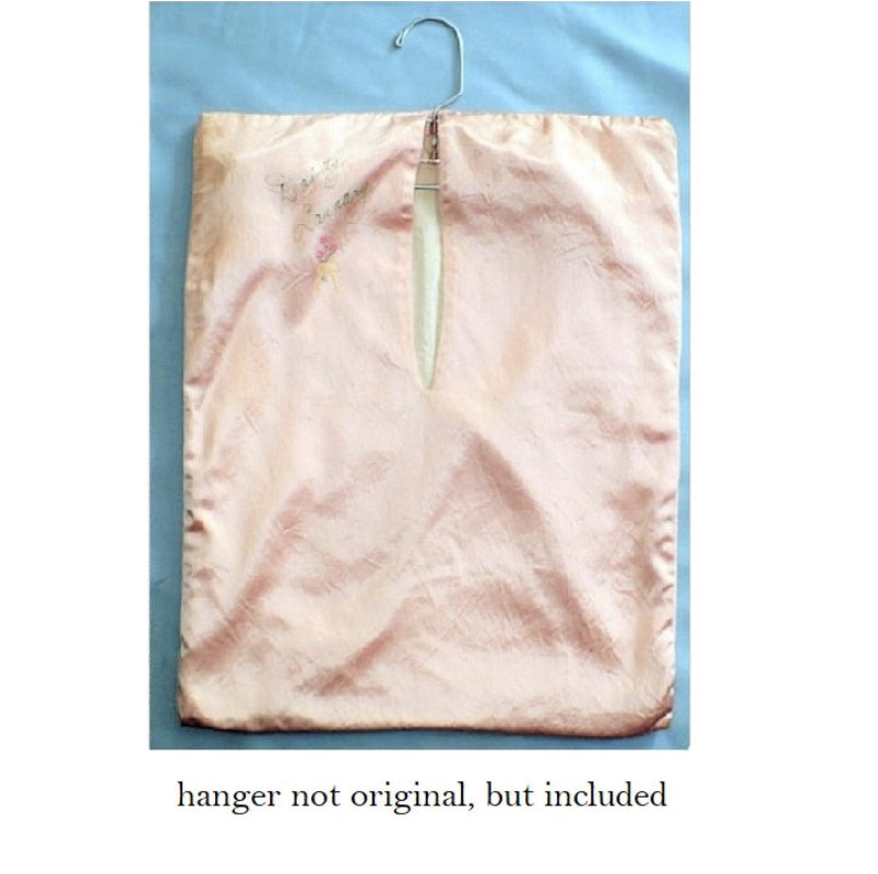 1920s pink satin dainty laundry bag.