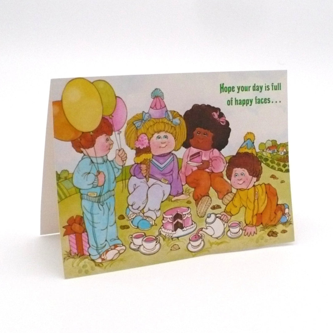 1980s Vintage Cabbage Patch Kids Picnic Birthday Greeting Card.
