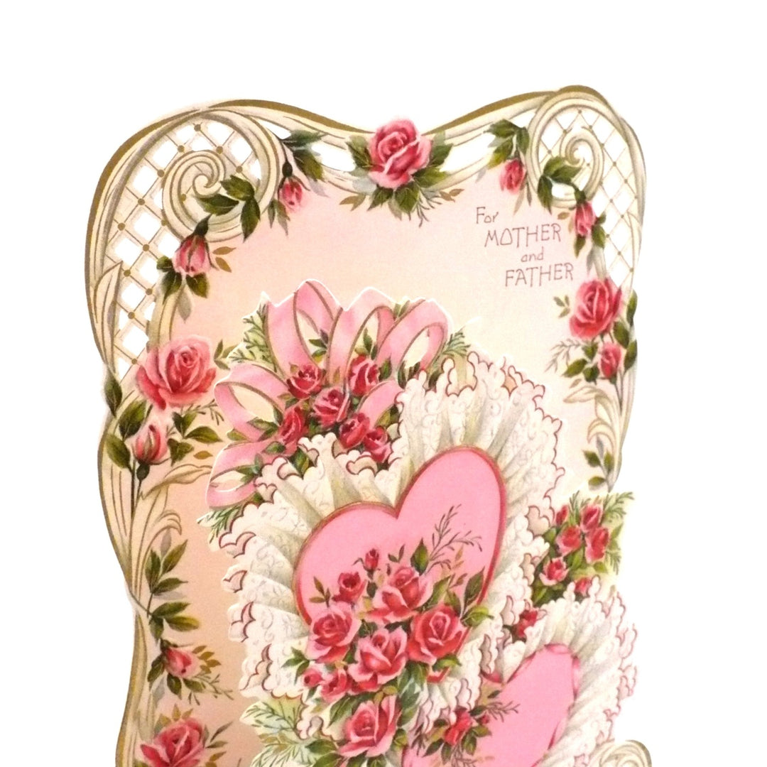 1970s 3D Pop-Up Valentine's Day Card, Mother & Father Vintage Hallmark.