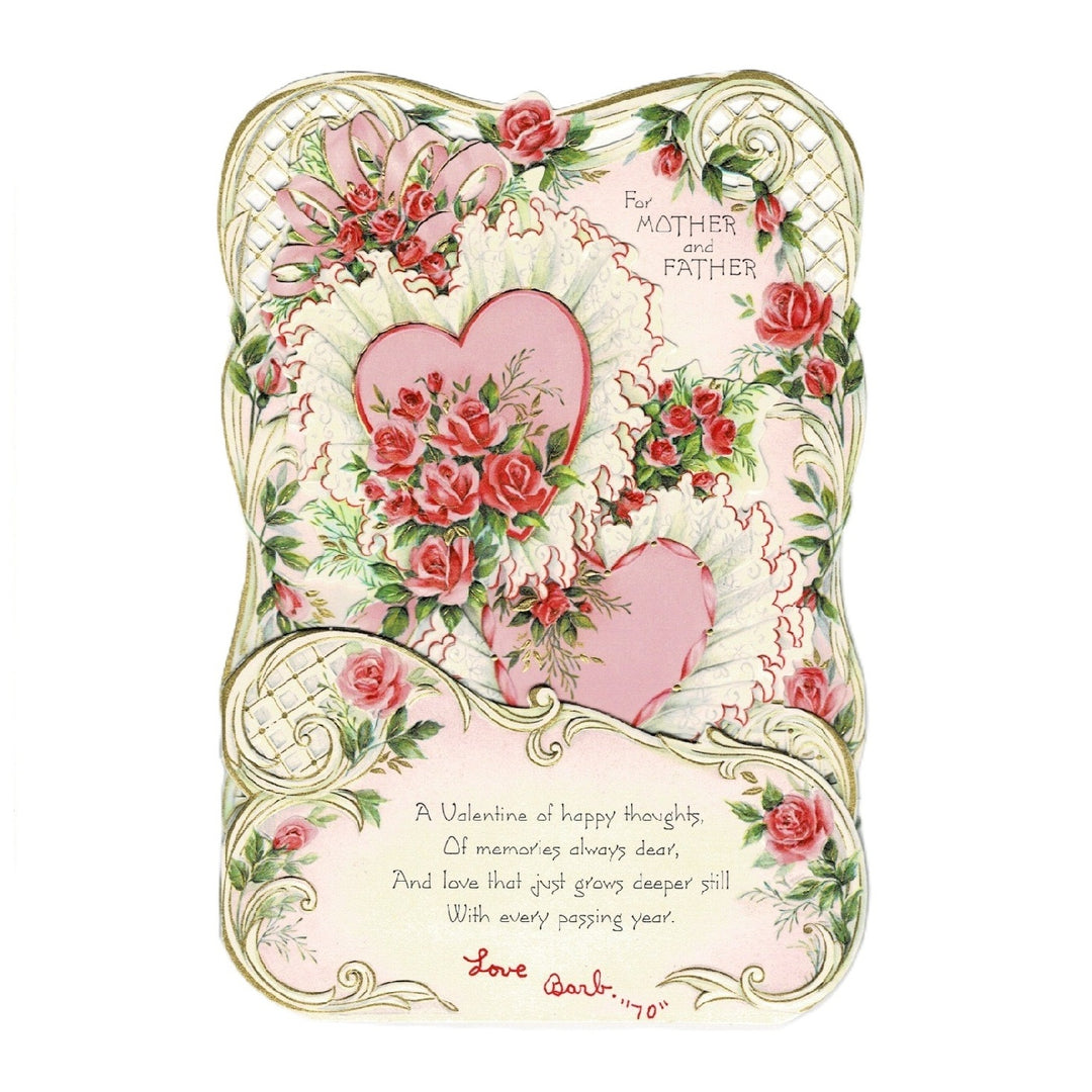 1970s 3D Pop-Up Valentine's Day Card, Mother & Father Vintage Hallmark.
