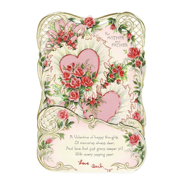 1970s 3D Pop-Up Valentine's Day Card, Mother & Father Vintage Hallmark.